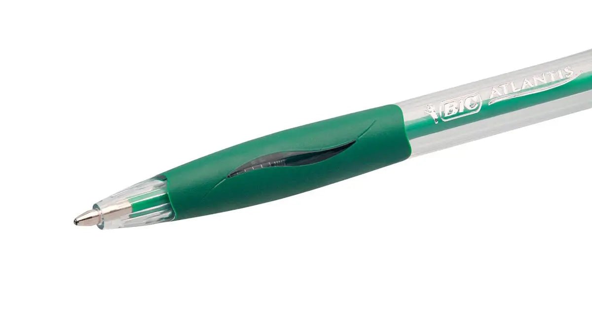 Bic balpen Atlantis Classic in groen met rubberen grip - OfficeTown