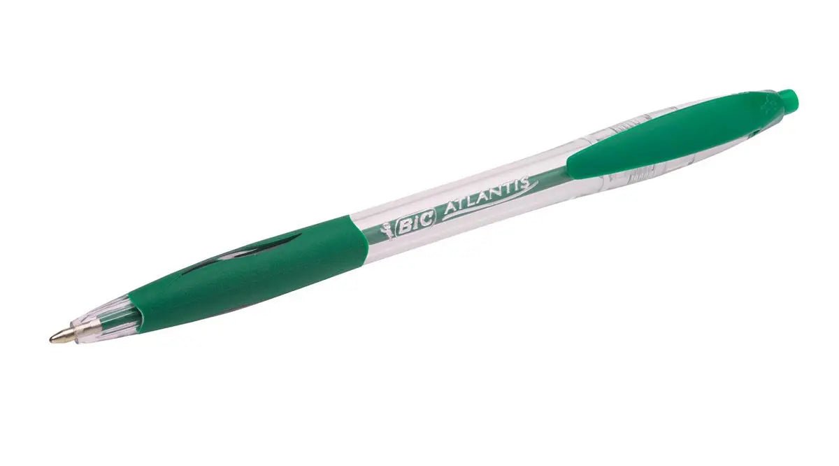 Bic balpen Atlantis Classic in groen met rubberen grip - OfficeTown