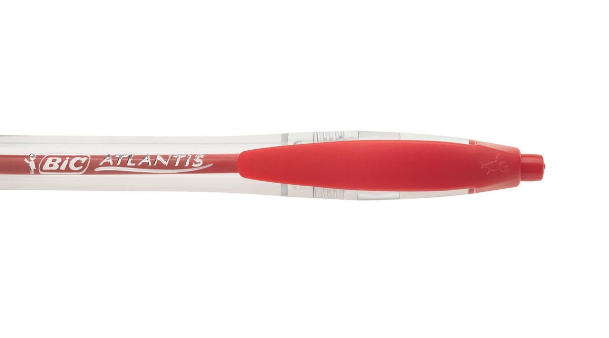 Bic balpen Atlantis Classic rood met rubberen grip - OfficeTown