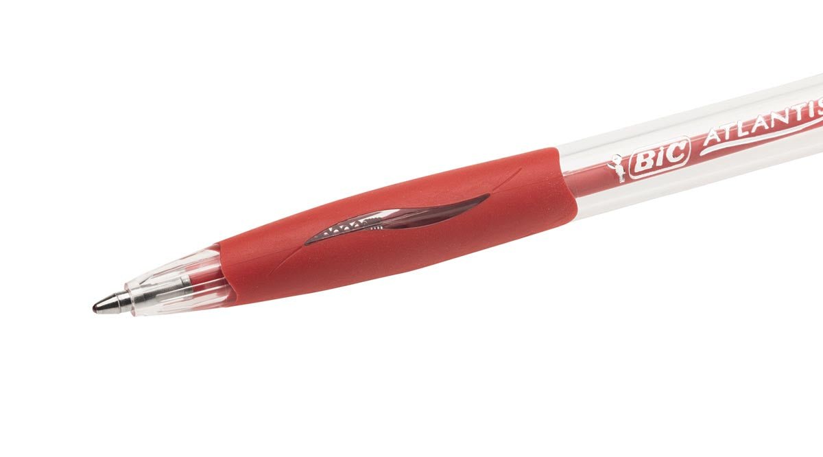 Bic balpen Atlantis Classic rood met rubberen grip - OfficeTown