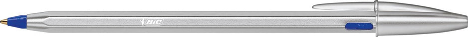 Bic balpen Cristal Re - new, zilveren lichaam, blauwe inkt, doos met 1 stuk en 2 navullingen - OfficeTown