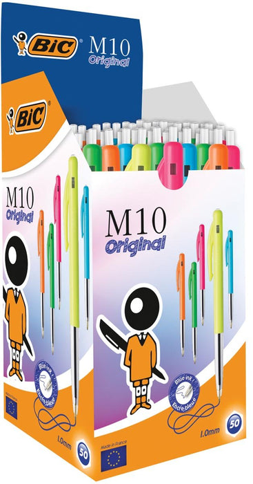 Bic balpen M10 Clic Colors - 50 stuks in diverse kleuren - OfficeTown