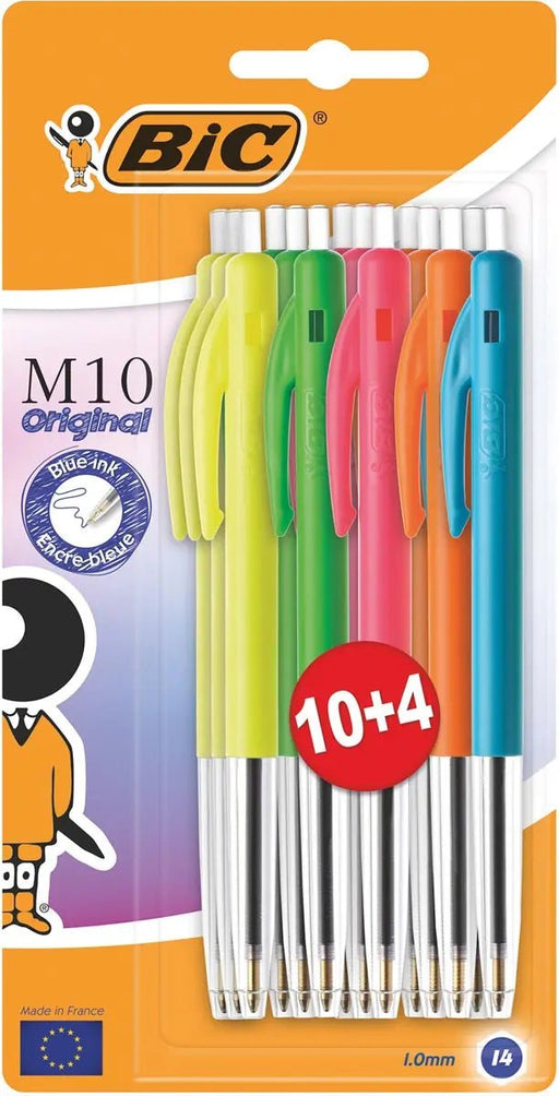 Bic balpen M10 Origineel Ultrakleuren, verpakking van 10 + 4 gratis - OfficeTown