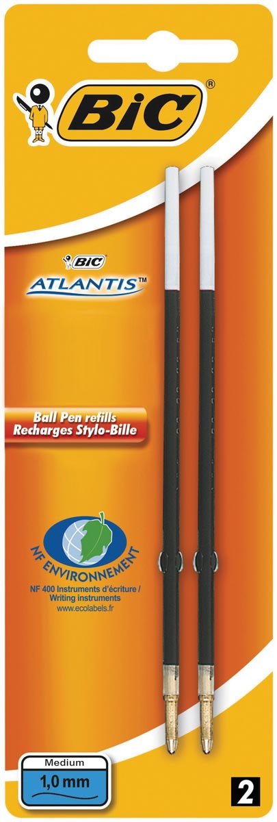 Bic balpenvulling Atlantis blauw, schrijfbreedte 1 mm, blister met 2 stuks 20 stuks - OfficeTown