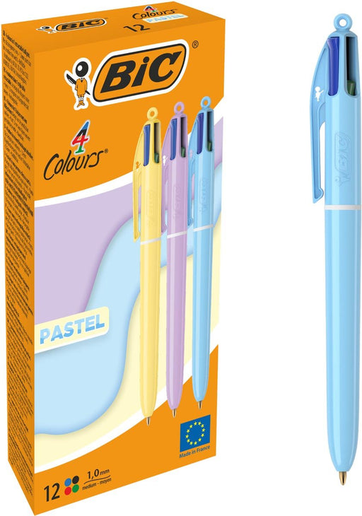 Bic Colours Pastel 4 - kleurenbalpen, medium, klassieke inktkleuren, µdoos van 12 stuks - OfficeTown