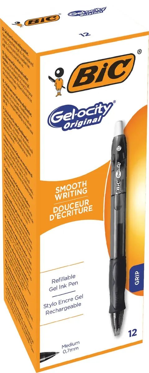 Bic Gel - Ocity 12 - pack gelrollers, zwart - OfficeTown