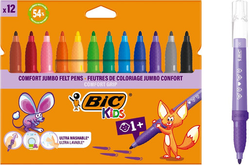 Bic Kids Comfort Jumbo viltstiften, etui van 12 stuks - OfficeTown