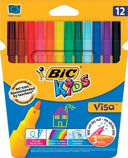Bic Kids viltstift Visa 12 stiften met medium punt - OfficeTown
