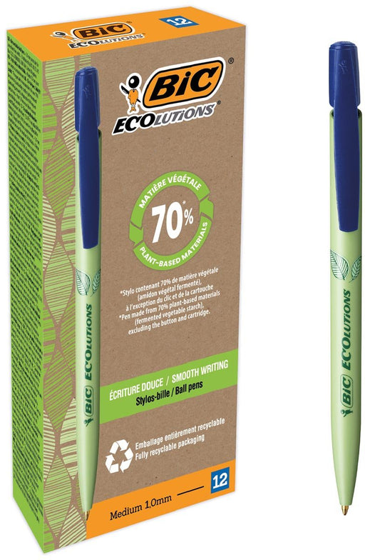 Bic Media Clic Bio - based Ecolutions balpen, blauw 12 stuks - OfficeTown