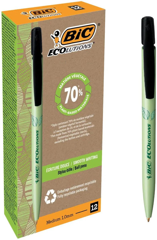 Bic Media Clic Bio - based Ecolutions balpen, zwart 12 stuks - OfficeTown