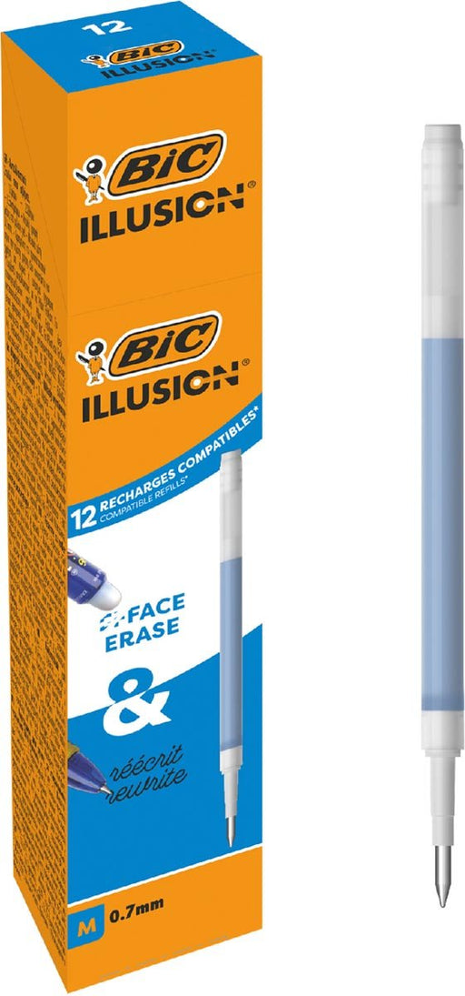 Bic navulling voor gelpen Gel - Ocity Illusion, doos van 12 stuks, blauw - OfficeTown