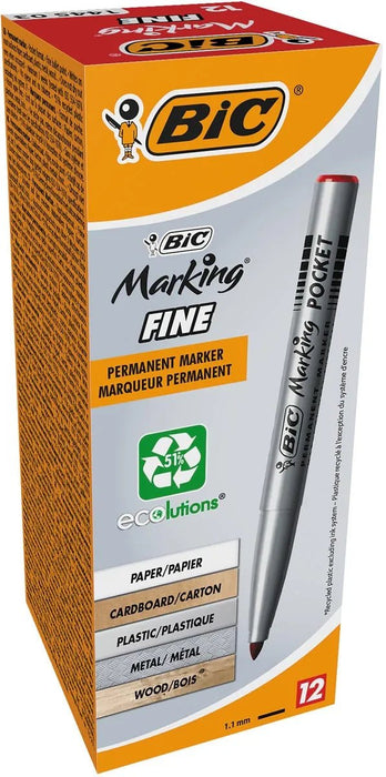 Bic permanent marker ECOlutions, schrijfbreedte 1,1 mm, fijne punt, rood - OfficeTown