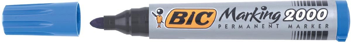 Bic permanente marker 2000 - 2300 blauw, 1,7 mm schrijfbreedte, ronde punt, 12 stuks - OfficeTown