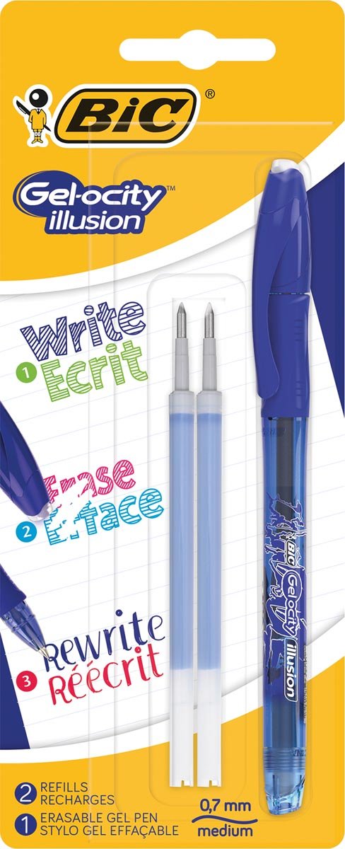 Bic roller Gel - ocity Illusion, blauw, blister met 1 stuk en 2 vullingen - OfficeTown