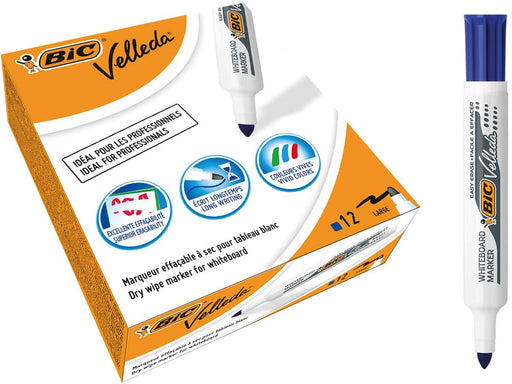 Bic whiteboardmarker Velleda 1711 blauw 12 stuks met ronde punt - OfficeTown
