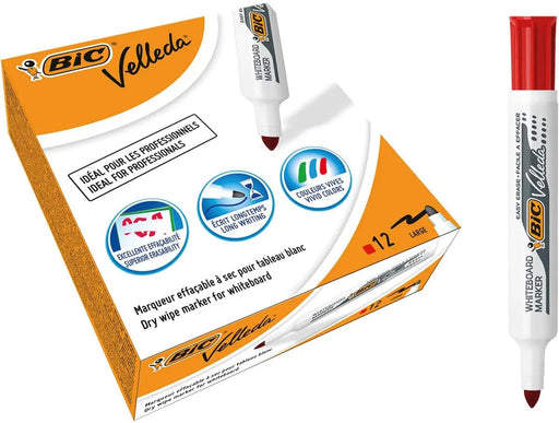 Bic whiteboardmarker Velleda 1711 rood 12 stuks Groote Punt - 1,9 mm Schrijfbreedte - OfficeTown