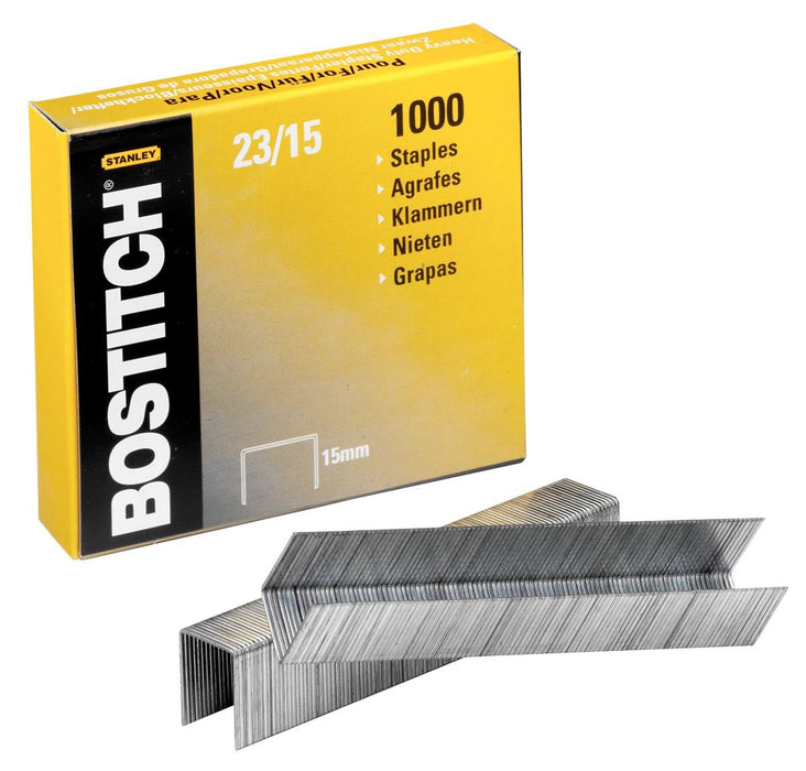 Bostitch nietjes 23 - 15 - 1M, 15 mm, verzinkt, voor blokhechters, doos van 1.000 nietjes - OfficeTown