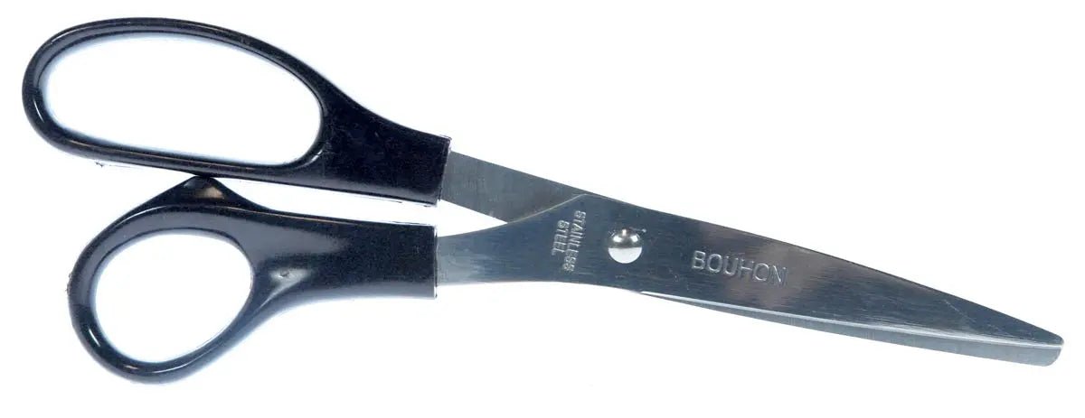 Bouhon schaar Inox 21 cm, voor rechtshandigen, zwart met ronde punt - OfficeTown