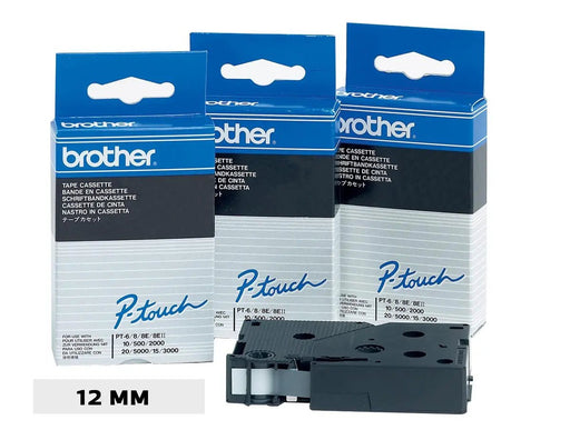 Brother TC tape voor P - Touch 12 mm, zwart op wit - OfficeTown