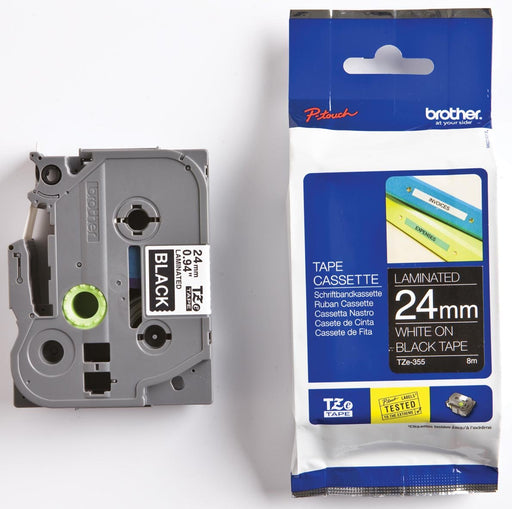 Brother TZe - tape voor P - Touch 24 mm, wit op zwart - OfficeTown
