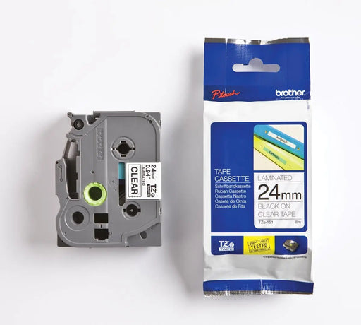 Brother TZe tape voor P - Touch 24 mm, zwart op transparant - OfficeTown
