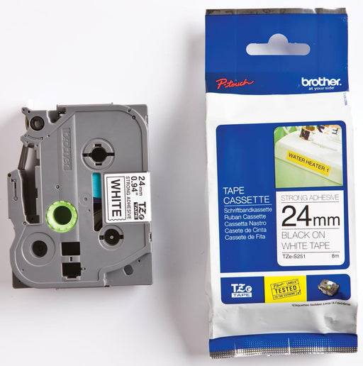 Brother TZe tape voor P - Touch 24 mm, zwart op wit, extra klevend - OfficeTown
