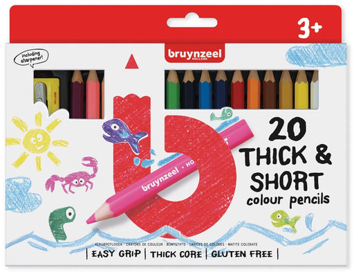 Bruynzeel Kids korte dikke kleurpotloden, set van 20 stuks in geassorteerde kleuren - OfficeTown