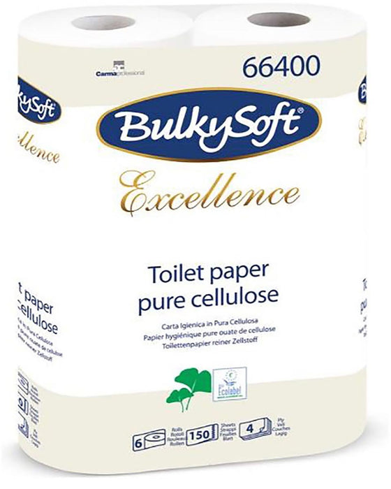 Bulkysoft Excellence toiletpapier, 4 - laags, 150 vel, pak van 6 rollen 10 stuks - OfficeTown