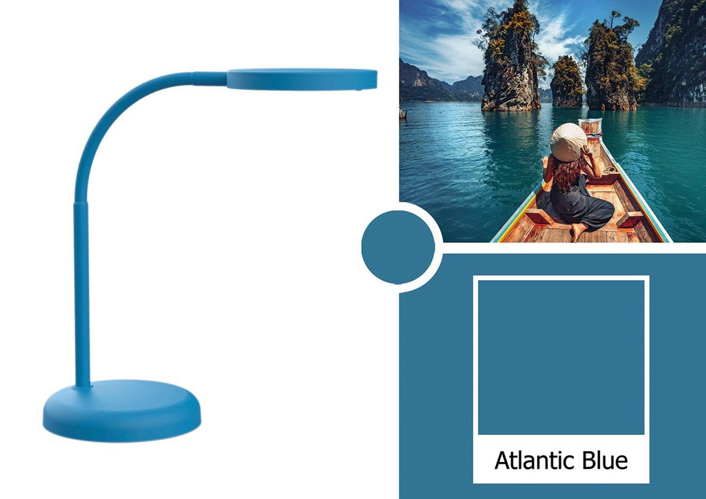 Bureaulamp met LED - verlichting MAUL Joy op voet, warmwit licht, athlantic blue - OfficeTown