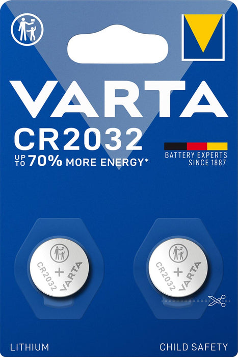 Varta knoopcel Lithium CR2032, 2 stuks per blister met kinderveilige verpakking