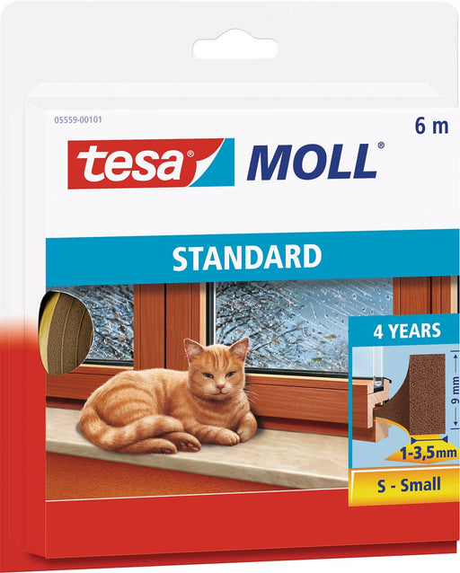 Tesa Moll Standard tochtstrip I-profiel, 6 m, bruin 10 stuks, OfficeTown