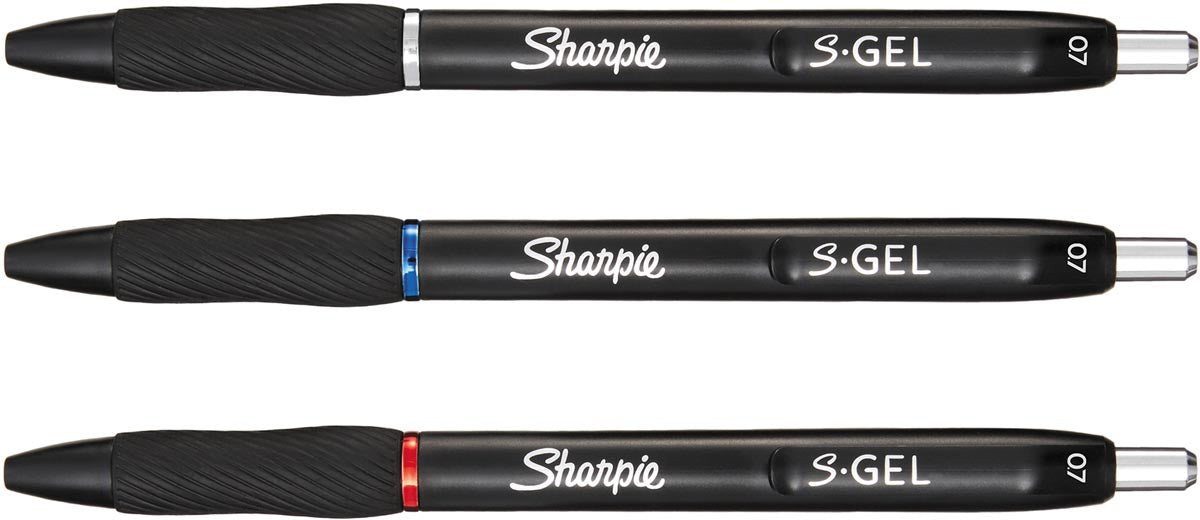 Sharpie S-gel roller, medium punt, blister van 3 stuks, blauw 12 stuks, OfficeTown