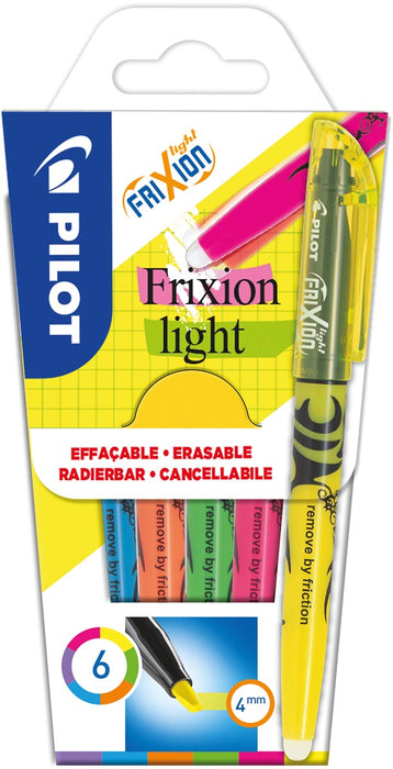 Markeerstift Frixion Light, 6 stuks in verschillende kleuren met uitwisbare inkt