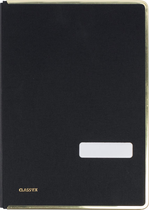 Handtekenmap Class'ex, linnen omslag, met metalen beschermrand, zwart 10 stuks