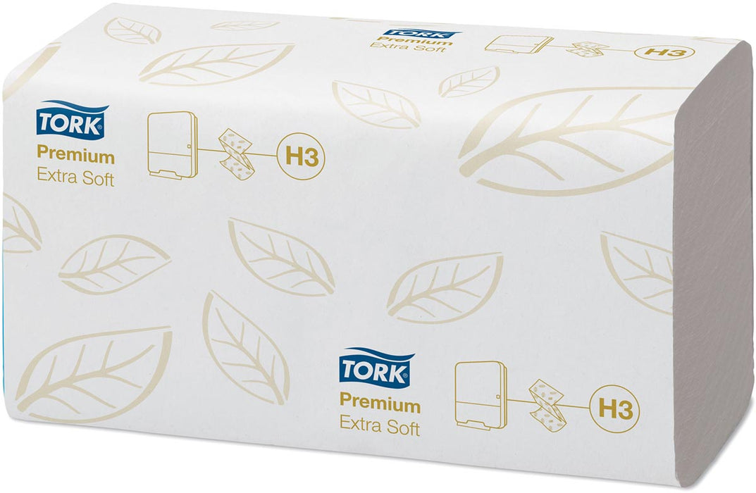 Tork Premium handdoek extra zacht, 2-laags, ZZ-vouw, systeem H3, wit, 200 vellen, verpakking van 15 stuks