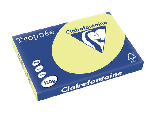 Clairefontaine Trophée Pastel, gekleurd papier, A3, 120 g, 250 vel, citroengeel 5 stuks, OfficeTown
