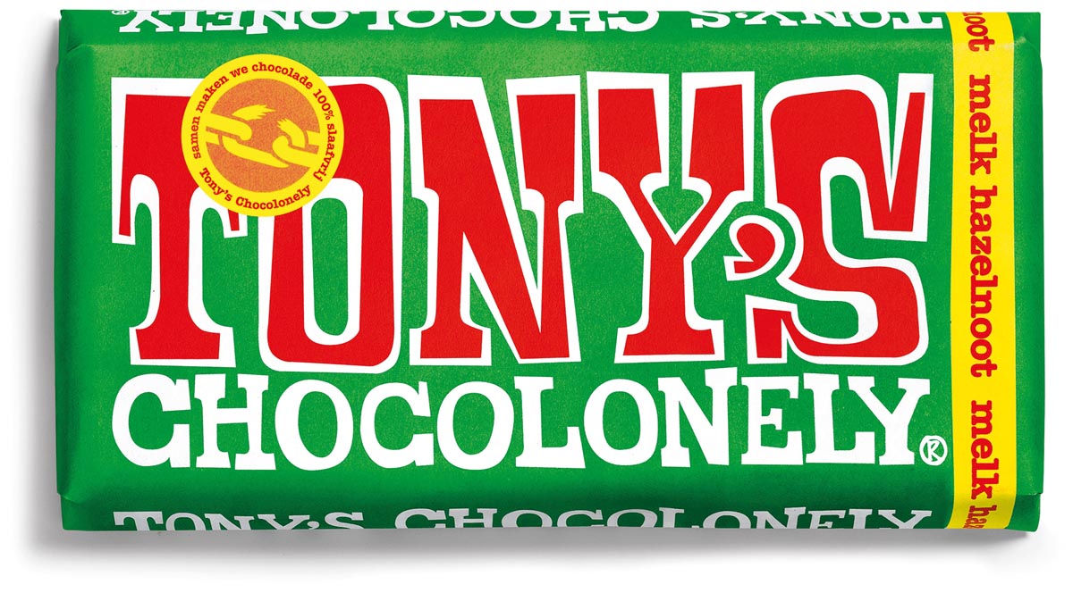 Tony's Chocolonely chocoladereep, 180g, hazelnoot 15 stuks