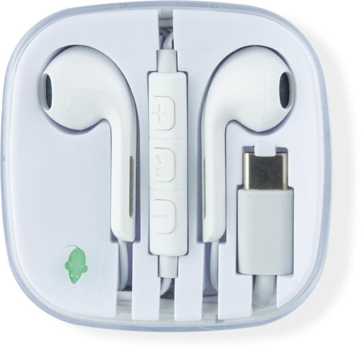 Greenmouse oortjes, USB-C, wit, OfficeTown