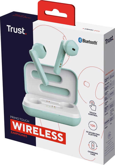Trust Primo Touch Bluetooth draadloze oortjes, muntgroen met geïntegreerde microfoon