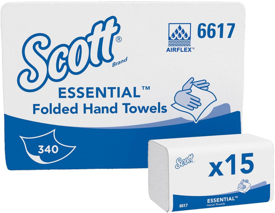 Scott papieren handdoeken, Z-vouw, wit, 1-laags, 340 vellen, 15 verpakkingen