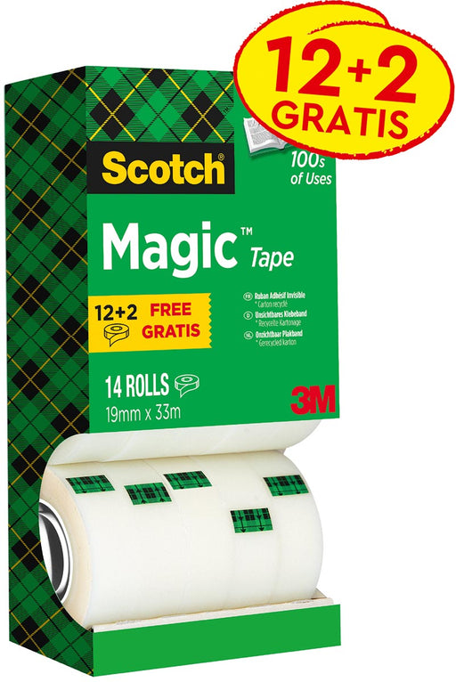 Scotch plakband Scotch Magic Tape, value pack 12 + 2 rollen gratis 2 stuks, OfficeTown