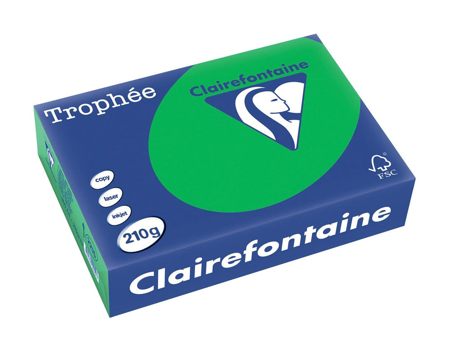 Clairefontaine Trophée Intens, gekleurd papier, A4, 210 g, 250 vel, biljartgroen