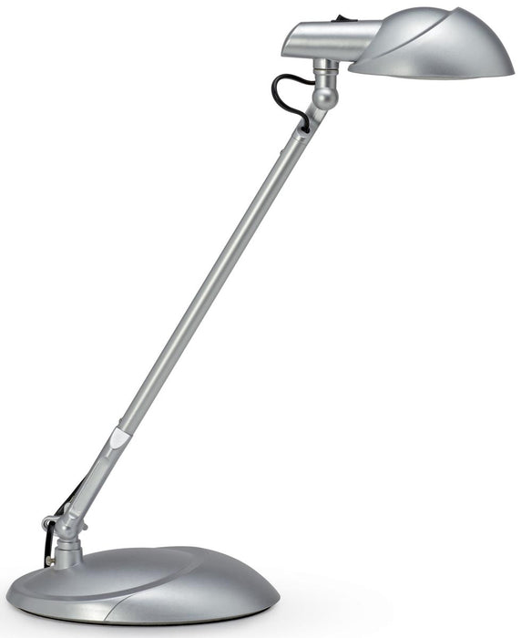Bureaulamp LED met stroomvoorziening op voet, zilver