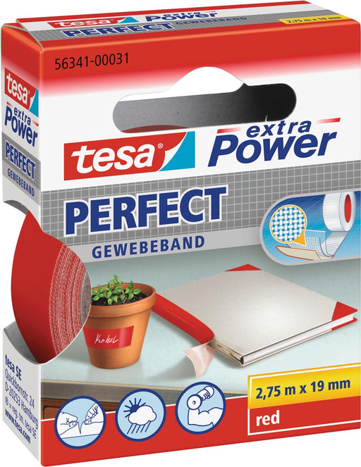 Tesa extra Power Perfect, ft 19 mm x 2,75 m, rood 10 stuks, OfficeTown
