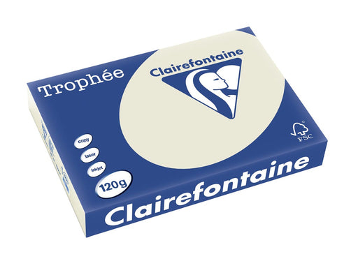 Clairefontaine Trophée Pastel, gekleurd papier, A4, 120 g, 250 vel, parelgrijs 5 stuks, OfficeTown