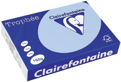 Clairefontaine Trophée Pastel, gekleurd papier, A4, 160 g, 250 vel, blauw 4 stuks, OfficeTown