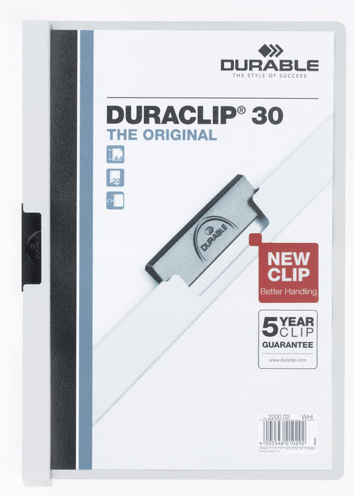 Durable klemmap Duraclip Original 30 wit 25 stuks, OfficeTown