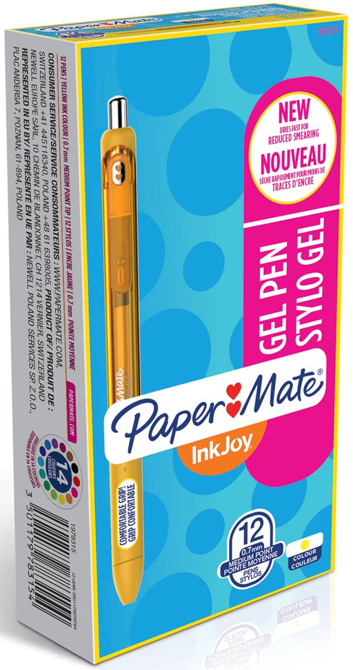 Paper Mate roller InkJoy Gel medium, geel (yellow twist) 12 stuks, OfficeTown