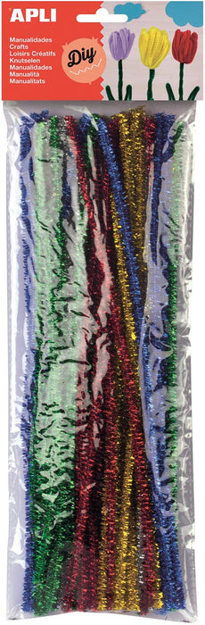 Apli chenilledraad, set van 50 stuks in verschillende glanzende kleuren met glitter