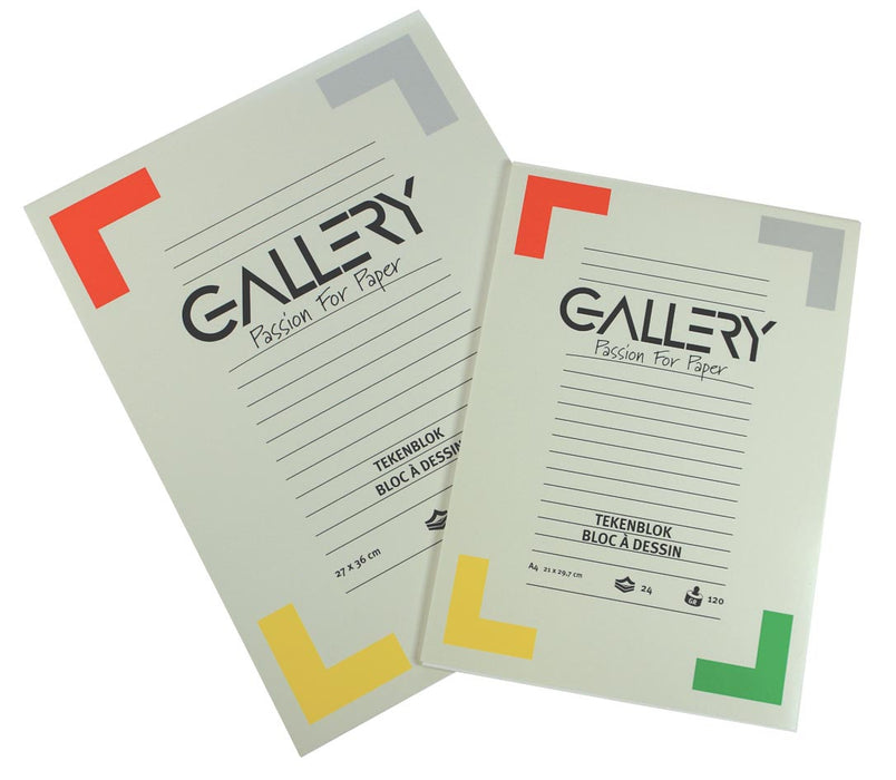 Gallery tekenblok, houtvrij papier, 120 g/m², ft 21 x 29,7 cm (A4), blok van 24 vel 10 stuks